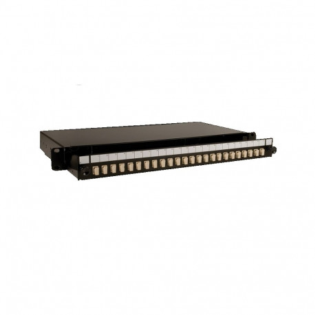 FO paneel 24xSC simplex/LC duplex liikuva riiuliga 19´´ 1U must tühi