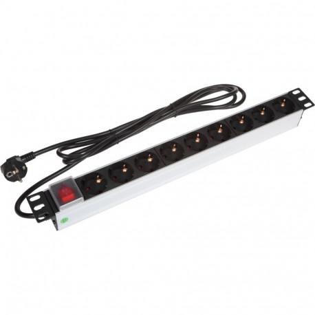PDU 19´´ 9xDIN49440 (schucko) plug DIN49441 (universal) Switch on/off