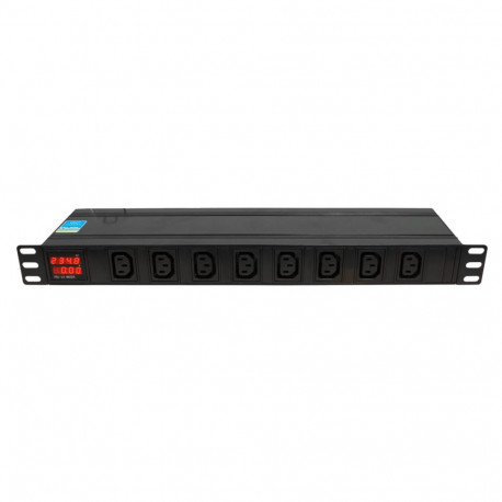 Toitepaneel 19" 1U, ees 8xC13, taga 6xC19, ampermeeter, IEC320 C20 16A / 250V toitepistik