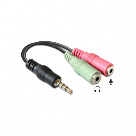 Delock Headset Adapter 1 x 3.5 mm 4 pin Stereo jack male > 2 x 3.5 mm 3 pin Stereo jack female (stan