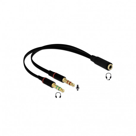 Delock Headset Adapter 1 x 3.5 mm 4 pin Stereo jack female to 2 x 3.5 mm 3 pin Stereo jack male