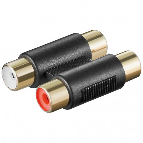 Adapter 2xRCA (F) -(F), plastik, kullatud kontaktidega