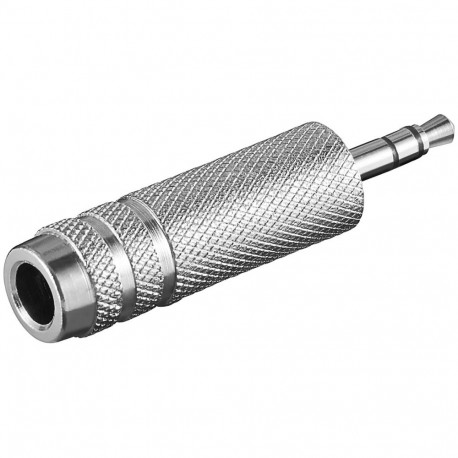 Audio adapter with metal housing 3.5mm stereo plug > 6.35mm stereo jack