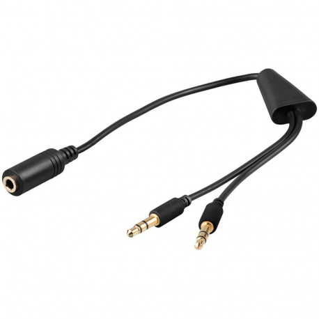 Üleminek 3.5mm (F) 4-pin - 2x3.5mm (M) 3-pin, stereo, 0.4m