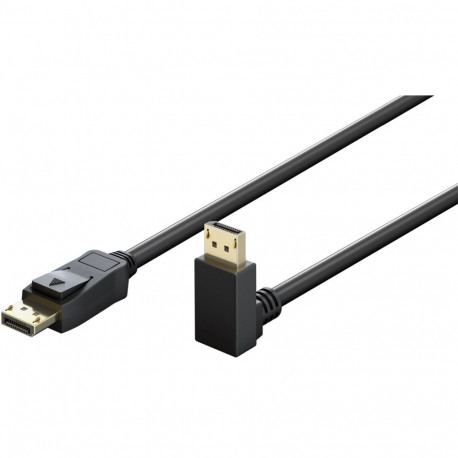 DisplayPort kaabel 1.0m, 2.1, 8K 7680x4320@144Hz DSC, 54 Gbit/s, nurgaga üles, must