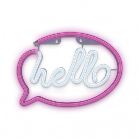 Forever Light LED-neoon Hello FLNE15 patarei + USB, roosa-valge