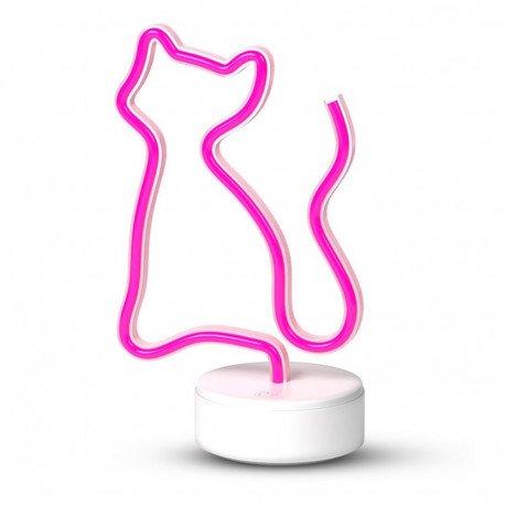 Forever Light LED-neoonvalgusti alusel FSNE02, kassikujuline, roosa