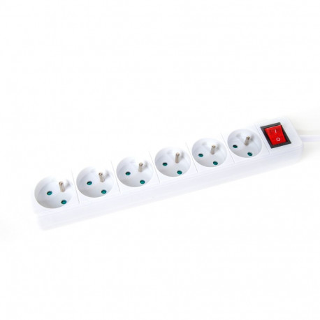 OMEGA EXTENSION CORD 3,0M 16A 6 SOCKET TYPE E FRENCH WHITE [46084]