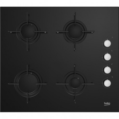 Beko pliidiplaat HILG64120S integreeritav 60cm gaas 4 keeduala, must