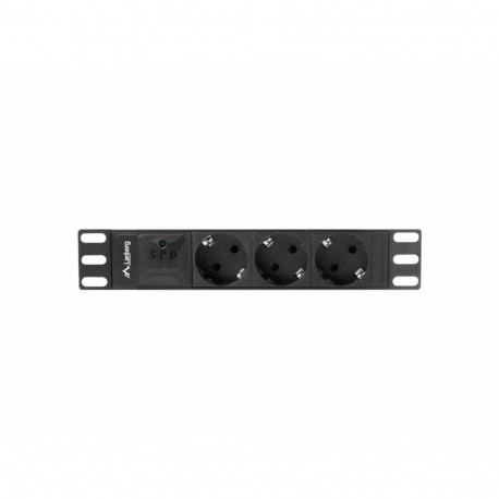Liigpingekaitsmega rack-PDU 10 inch 1U 3x Schuko 2m 16A, must
