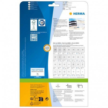 HERMA Address labels Premium A4 99.1x93.1 mm white paper matt 150 pcs.