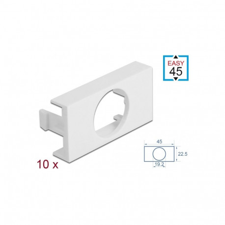 Katteplaat Easy 45 1-le moodulile, adapteri pesaga, 45 x 22.5mm (pakk/ 10tk)