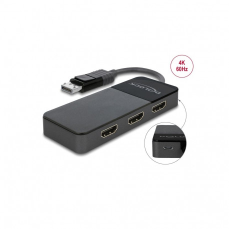 Displayport splitter 1 sisse/ 3 HDMI välja, 4K, 3840x2160@60Hz, MST