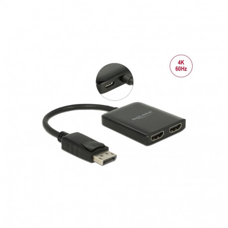 Displayport splitter 1 sisse/ 2 HDMI välja, 4K, 3840x2160@60Hz, MST, mirror/extended