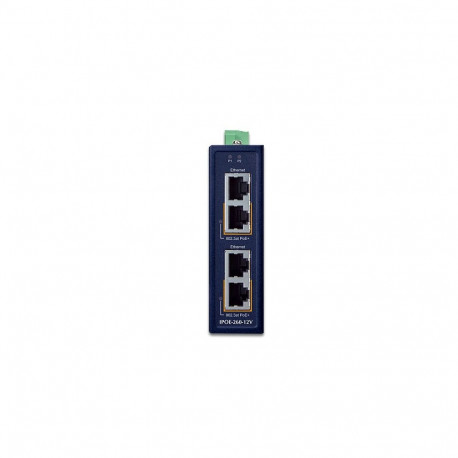 Industrial 2-port 10/100/1000T 802.3at PoE+ Injector w/ 12V Booster (-40~75 degrees C, 12~56VDC)