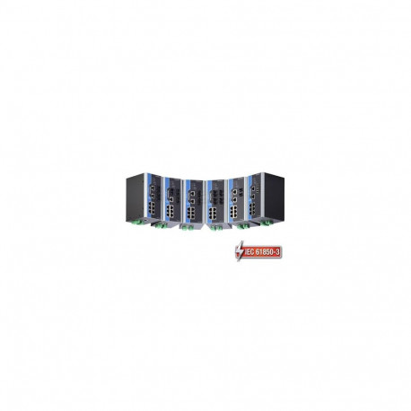 IEC 61850-3 switch DIN-liistule: 8 x 10/100BaseT(X), 2 x 100BaseFX single-mode SC, 1 x toiteplokk 24
