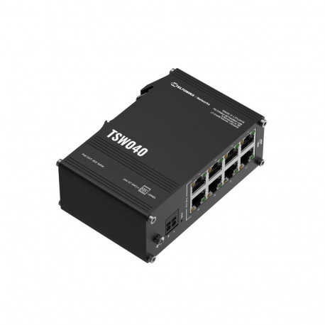 Industrial Ethernet switch with 8 x 10/100BaseT(X) PoE+, -40 - 75° 7-57 VDC or 44-57 VDC PoE out