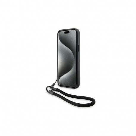 BMW BMHCP15S23RMRLK iPhone 15 | 14 | 13 6.1" czarny|black hardcase Signature Leather Wordmark Cord