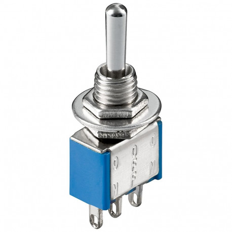 Goobay Toggle Switch Miniature, ON - OFF - ON, 3 Pins, Blue Housing
