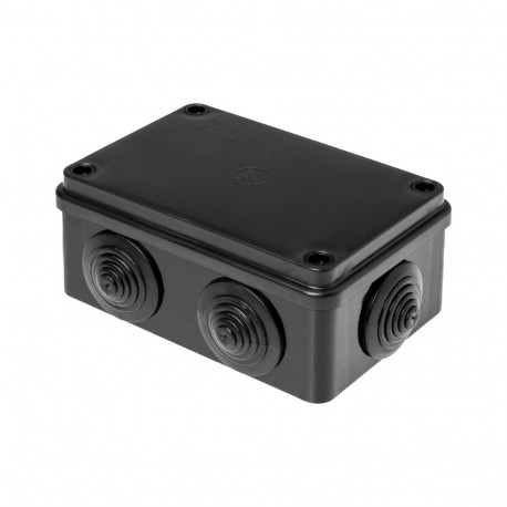 Hermetiseeritud karp 120x80x50, 6 dławikut, UV-kindel, must, IP65