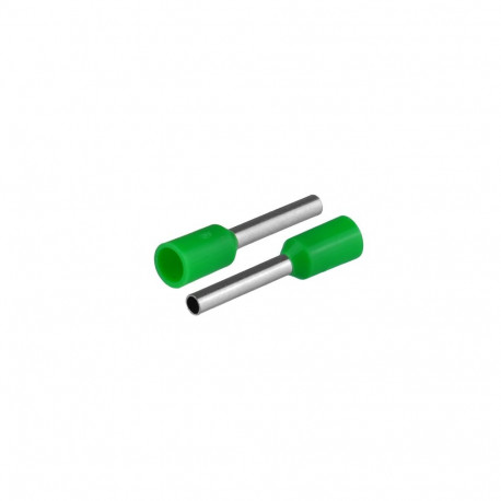 Isoleeritud juhtmeotsahülss 1x1mm² juhtmetele, pikkus 16,4mm, 20tk, roheline