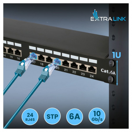 "Extralink CAT6A STP Patch panel 24 port - Cable - CAT 6a"