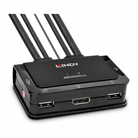 2-pordine DisplayPort 1.2, USB 2.0 ja helikaabliga KVM-lüliti, must