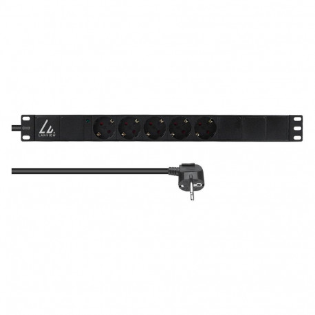 19" racki paigaldatav toitejaotur 1U 10A 5 Schuko-tüüpi rackimooduliga (LVR-3MSCH-LIC-SCH5)