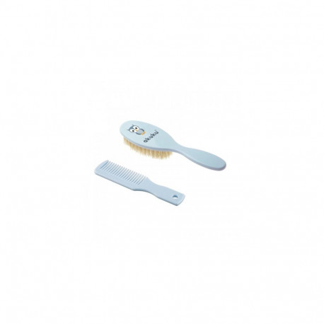 Akuku Comb and brush with natural bristle BLUE A0457