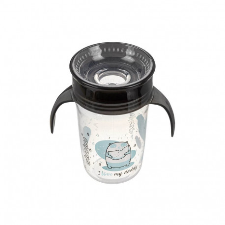 Akuku Non spill cup 360° 240ml with dual handle, black A0671