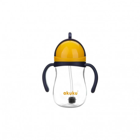 Akuku Non spill cup with weighted straw NAVY BLUEYELLOW A0165