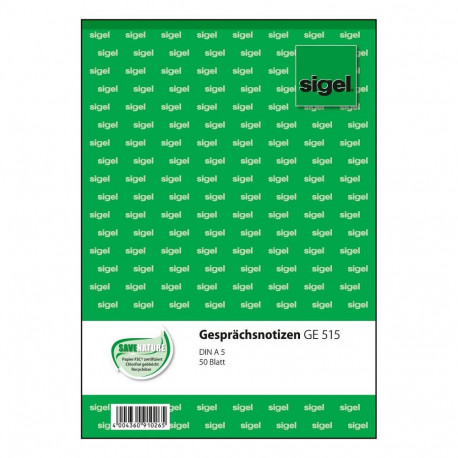 Sigel vestlusmärkmete vormivihik GE515