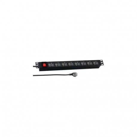 19 1HE pistikupesaliist 16 x USB lülitiga, must