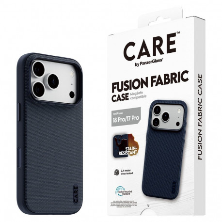 "CARE by PanzerGlass Fusion Fabric Case Blau m. MagSafe iPhone 17 Pro"