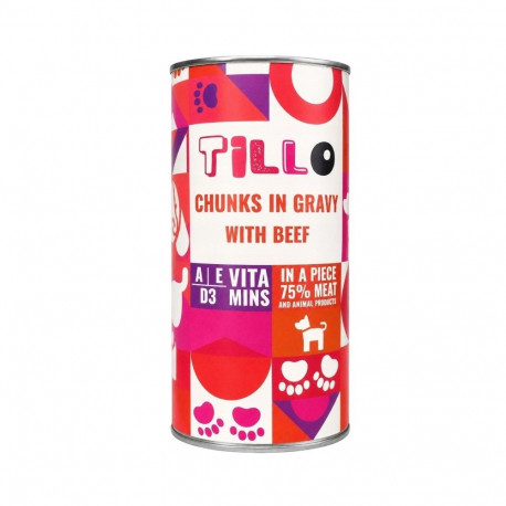 TILLO Chunks in gravy Beef - wet dog food - 1250g