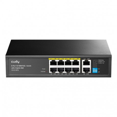 Cudy võrgulüliti FS1010PG haldamata Fast Ethernet (10/100) Power over Ethernet (PoE), must