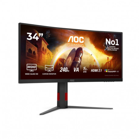 AOC arvutimonitor G4 CU34G4Z 86.4cm (34") 3440 x 1440 pikslit Wide Quad HD LED, must, punane