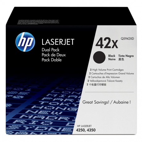 HP tooner 42X Q5942XD 2 tk, 20 000 lehekülge tk kohta, must