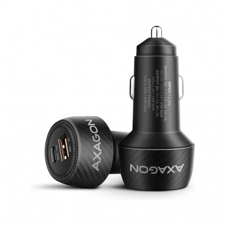 "AXAGON PWC-PQ48 Auto Ladegerät, USB-C mit Powe Delivery 3, USB-A mit Quick Charge 4+ - schwarz"
