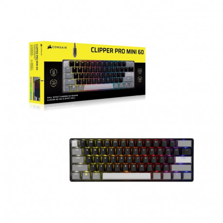 CORSAIR mänguklaviatuur CLIPPER PRO MINI 60 Hall Effect, RGB LED-taustvalgustusega, CORSAIR MGX Core