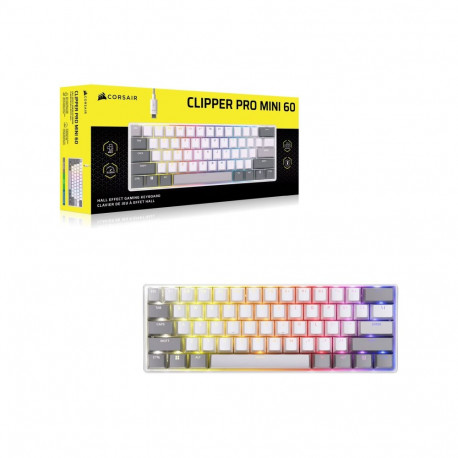 CORSAIR mänguklaviatuur CLIPPER PRO MINI 60 Hall Effect, RGB LED-taustvalgustusega, CORSAIR MGX Core