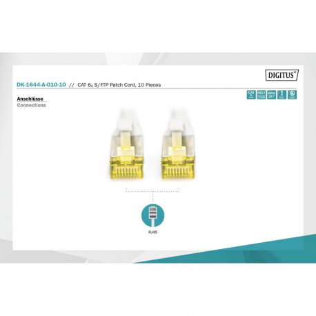 Digitus patch-kaabel DK-1644-A-010-10 CAT 6A S/FTP, 10 tk, hall