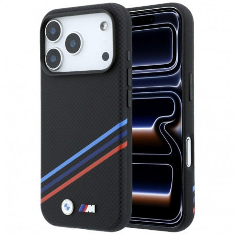 BMW M Quadrille Kevlar Print Tricolor Lines & Metal Logo MagSafe Case for iPhone 18 Pro / 17 Pro - B