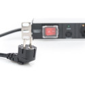 Digitus aluminum outlet strip with overload protection, 7 safety outlets, 2 m supply safety plug