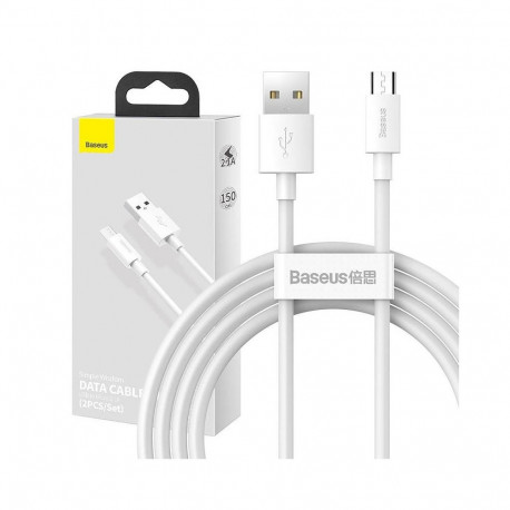 Baseus Simple Wisdom Data Cable Kit USB to Micro 2.1A (2PCS/Set) 1.5m / white