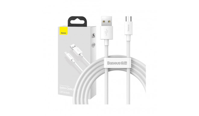 Baseus Simple Wisdom Data Cable Kit USB to Micro 2.1A (2PCS/Set) 1.5m / white