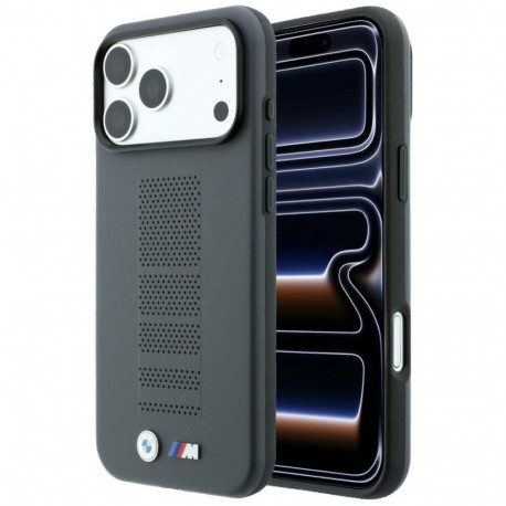BMW BMW M Blue Perfo Metal Logo MagSafe Case for iPhone 18 Pro Max / 17 Pro Max - Gray