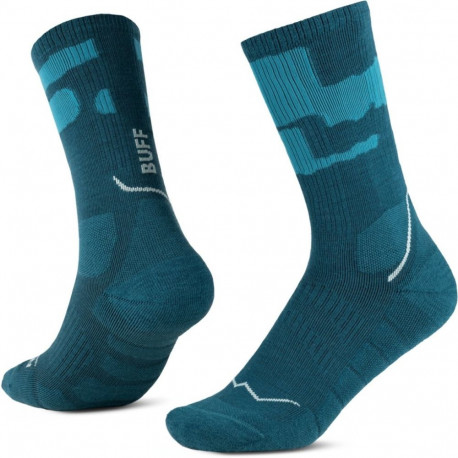 BUFF Merino MW Crew Socks MWC2 Socks, Blue-Turquoise L