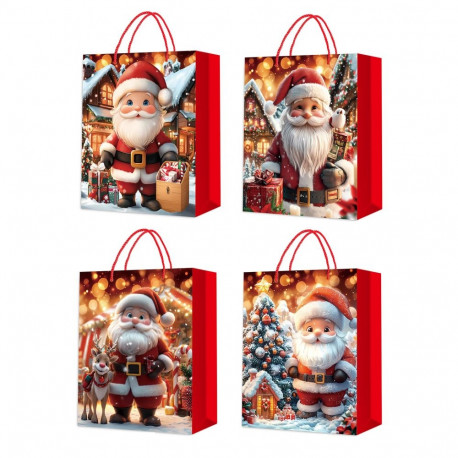 Gift bag FUN SANTA S, 18x24x8,5cm, mix