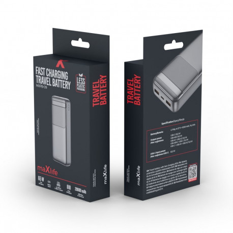 Maxlife power bank MXPB-09 QC PD 65W 20000 mAh black
